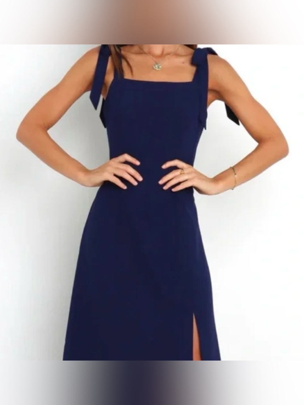 Petal & Pup Navy Tie-Shoulder Midi Dress